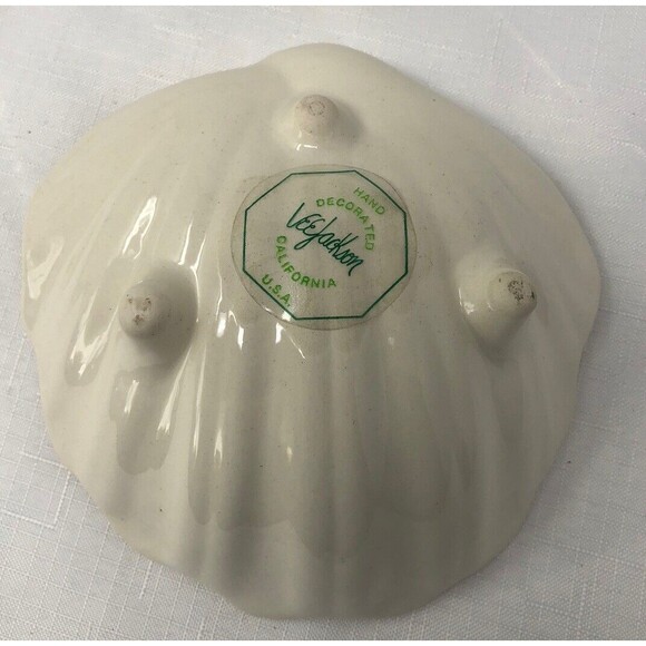 Vee Jackson Floral Shell Soap Dish Trinket Dish Hand Decorated California - Picture 6 of 6